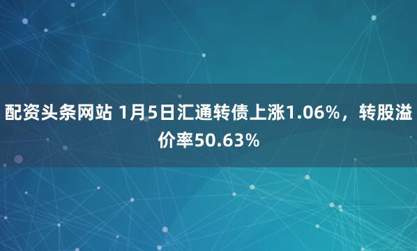 配资头条网站 1月5日汇通转债上涨1.06%，转股溢价率50.63%